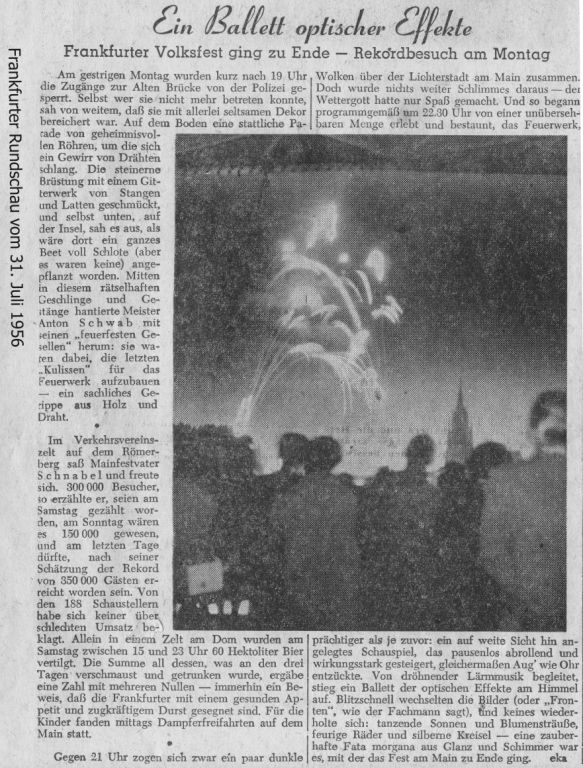 Feuerwerk Mainfest Frankfurt 1956